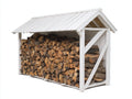 Abri à bûches - bois - 208 x 78 x 174 cm - blanc-bois naturel - style chalet rustique