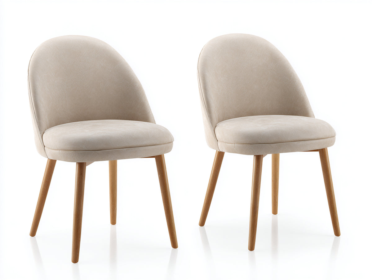 Chaise de salle à manger - Similicuir-Bois - 52x57x86 cm - Beige clair-Brun clair - Style scandinave