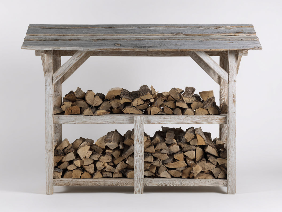Abri à bûches - bois - 158 x 58 x 136 cm - gris bois - style rustique