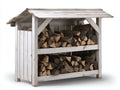 Abri à bûches - bois - 148 x 67 x 149 cm - blanc vieilli - style rustique
