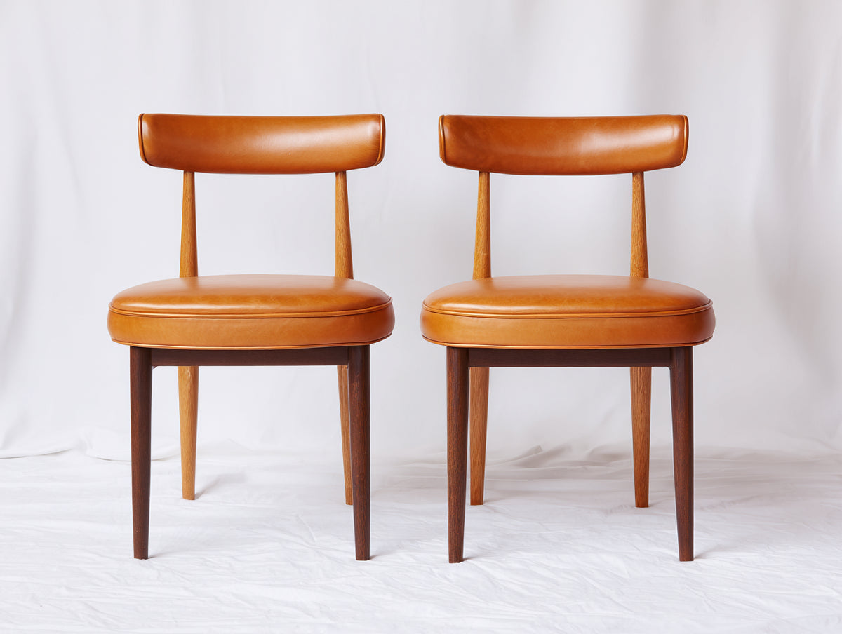 Chaise de salle à manger - Cuir-Bois - 53 x 56 x 81 cm - Cognac-Marron foncé - Style rétro moderne