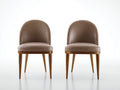 Chaise de salle à manger - Cuir-Bois - 50 x 58 x 88 cm - Taupe-Marron naturel - Style moderne élégant