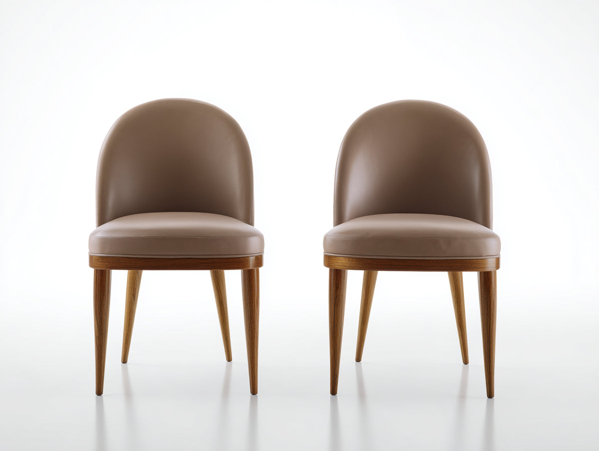Chaise de salle à manger - Cuir-Bois - 50 x 58 x 88 cm - Taupe-Marron naturel - Style moderne élégant