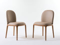 Chaise de salle à manger - Cuir-Bois - 51 x 57 x 87 cm - Taupe clair-Bois naturel - Style minimaliste moderne