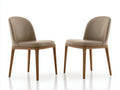 Chaise de salle à manger - Cuir-Bois - 52 x 58 x 89 cm - Beige taupe-Bois naturel - Style contemporain organique