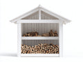 Abri à bûches - bois - 168 x 65 x 188 cm - blanc - style chalet