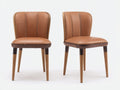 Chaise de salle à manger - Similicuir-Bois - 49x55x84 cm - Cognac-Brun foncé-Brun clair - Style rétro
