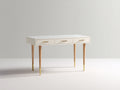 Bureau - Panneaux de bois d'ingénierie - 120 x 50 x 77 cm - Blanc-Bois naturel-Doré - Style contemporain élégant