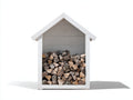 Abri à bûches - bois - 120 x 55 x 180 cm - blanc - style chalet