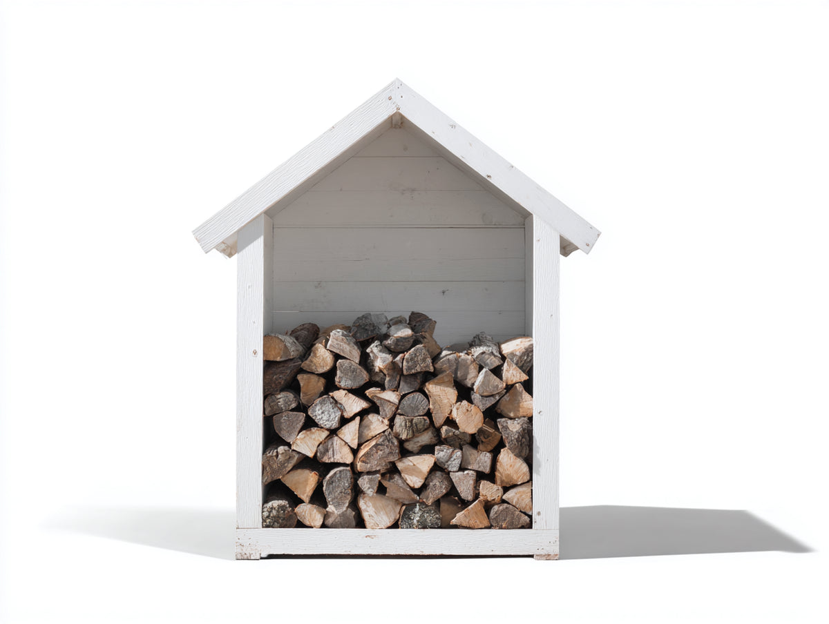 Abri à bûches - bois - 120 x 55 x 180 cm - blanc - style chalet