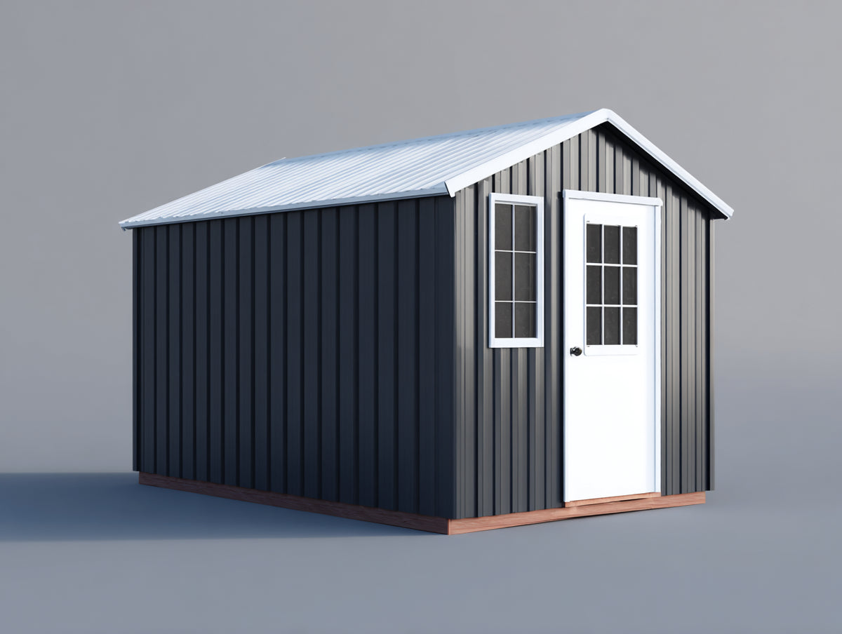 Abri de jardin - acier - 300 x 240 x 240 cm - gris anthracite-blanc - style contemporain