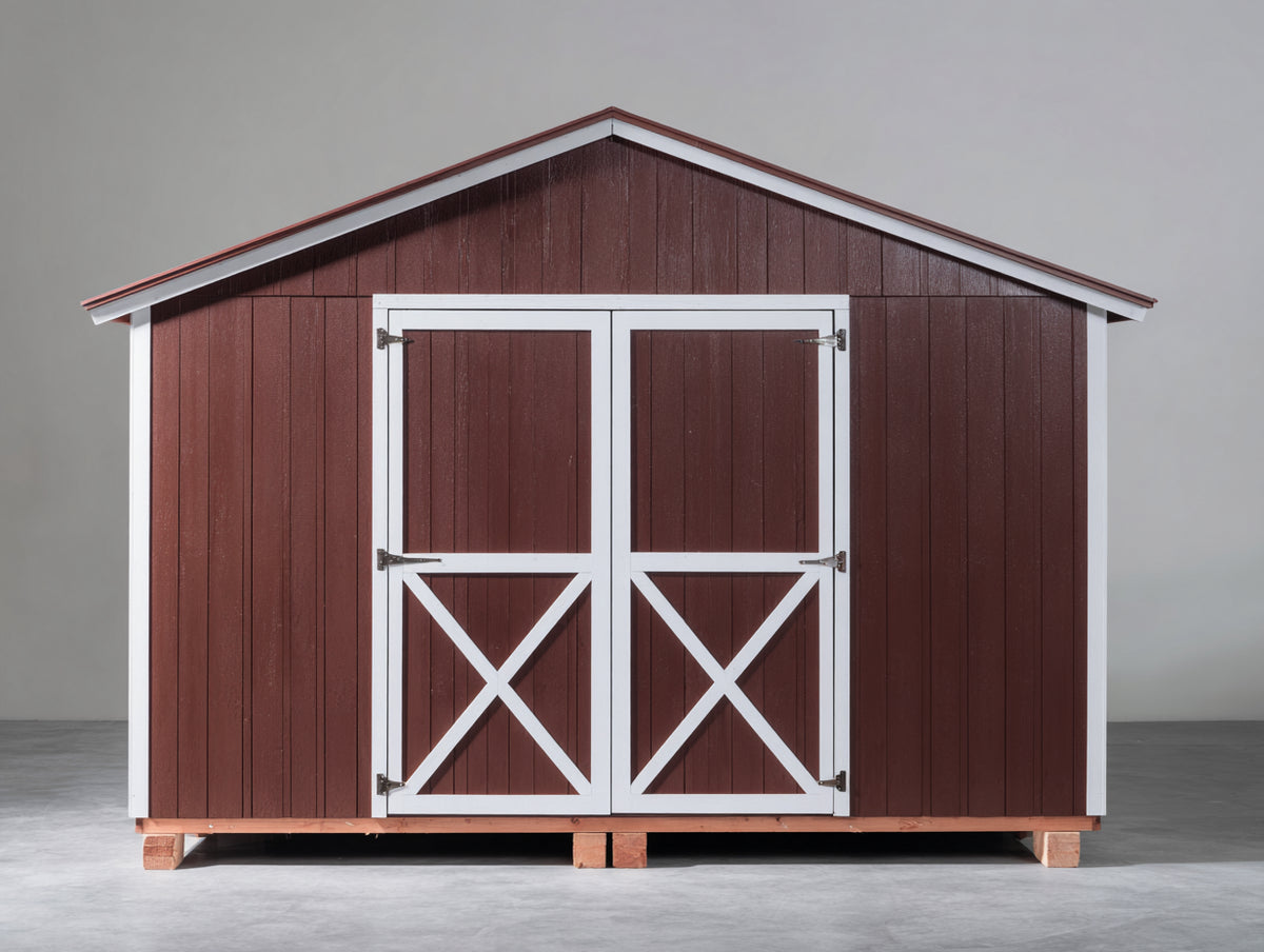 Abri de jardin - bois - 320 x 250 x 245 cm - brun-Blanc - style grange