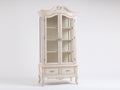 Vitrine - Bois-Verre - 92x44x190 cm - Blanc cassé-Transparent - Style baroque