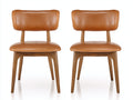 Chaise de salle à manger - Similicuir-Bois - 50x56x81 cm - Cognac-Brun naturel - Style rétro