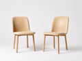 Chaise de salle à manger - Cuir-Bois - 50 x 57 x 88 cm - Beige clair-Bois naturel - Style moderne naturel
