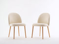 Chaise de salle à manger - Cuir-Bois - 50 x 56 x 86 cm - Crème-Bois naturel - Style scandinave moderne