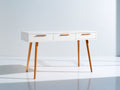 Bureau - Panneaux de bois d'ingénierie - 125 x 50 x 76 cm - Blanc-Bois naturel - Style scandinave contemporain