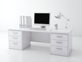 Bureau - Panneaux de bois d'ingénierie - 145 x 60 x 75 cm - Blanc - Style contemporain