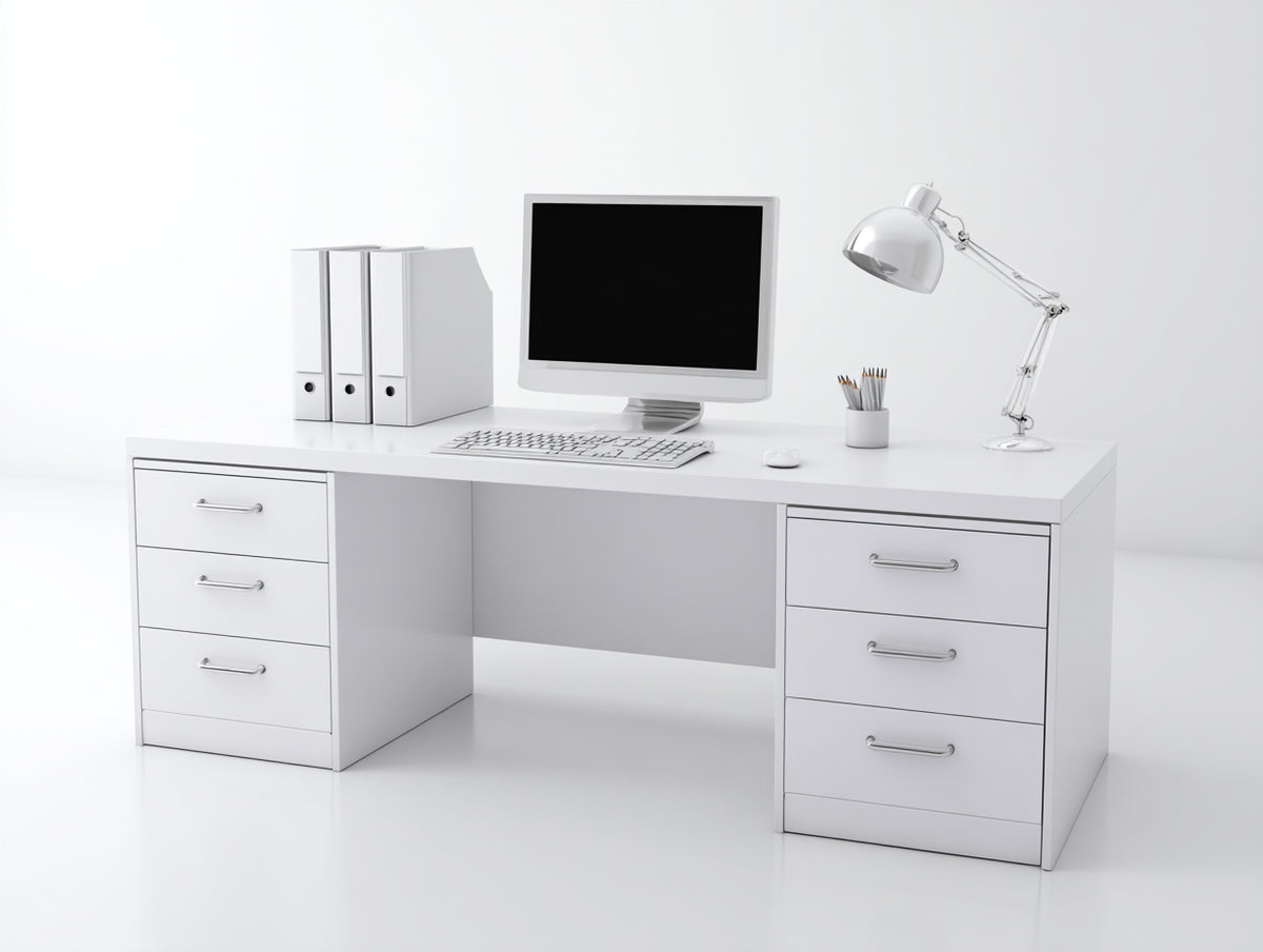 Bureau - Panneaux de bois d'ingénierie - 145 x 60 x 75 cm - Blanc - Style contemporain