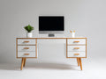 Bureau - Panneaux de bois d'ingénierie - 120 x 55 x 76 cm - Blanc-Chêne naturel - Style scandinave